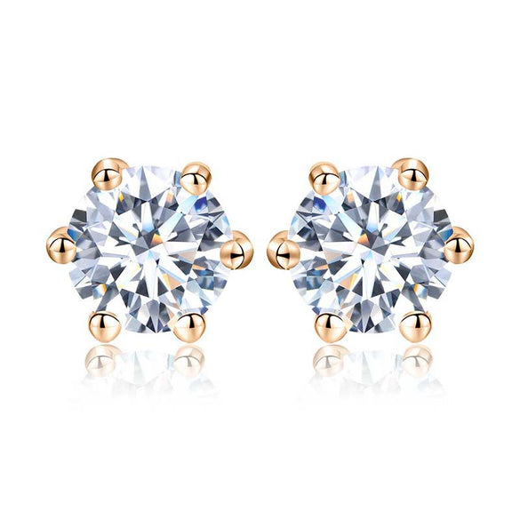 Shiny Geometric Sterling Silver Gra Inlay Moissanite Ear Studs