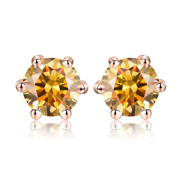 Shiny Geometric Sterling Silver Gra Inlay Moissanite Ear Studs