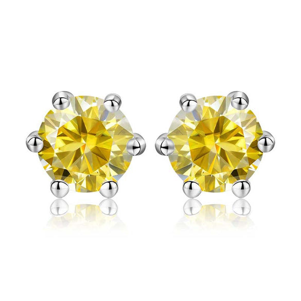 Shiny Geometric Sterling Silver Gra Inlay Moissanite Ear Studs