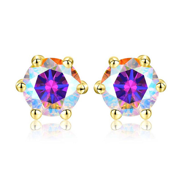 Shiny Geometric Sterling Silver Gra Inlay Moissanite Ear Studs