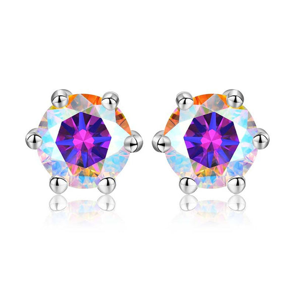 Shiny Geometric Sterling Silver Gra Inlay Moissanite Ear Studs