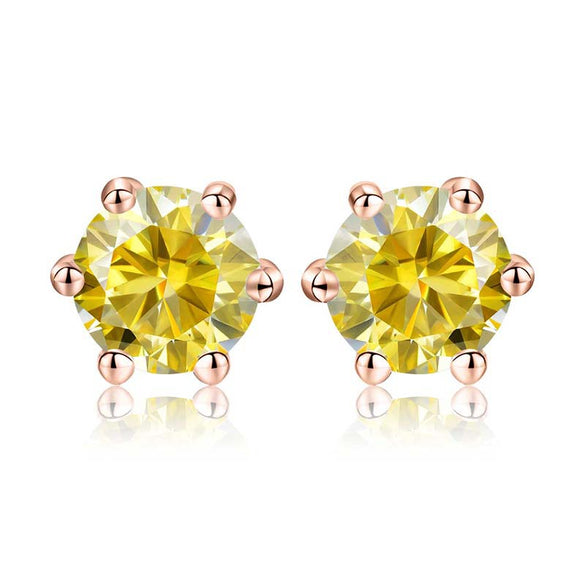 Shiny Geometric Sterling Silver Gra Inlay Moissanite Ear Studs