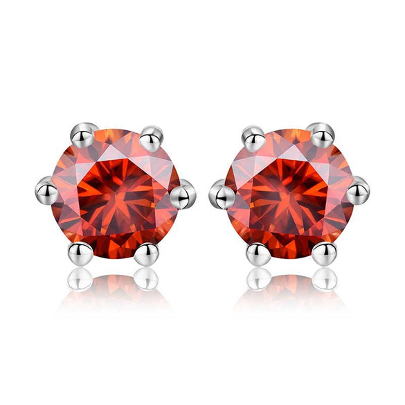 Shiny Geometric Sterling Silver Gra Inlay Moissanite Ear Studs