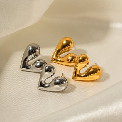 1 Pair Simple Style Heart Shape Plating Stainless Steel Titanium Steel 18k Gold Plated Ear Studs
