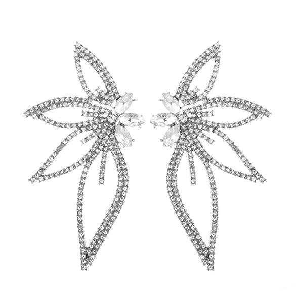 Glam Shiny Flower Alloy Plating Inlay Artificial Diamond 14k Gold Plated Women's Ear Studs