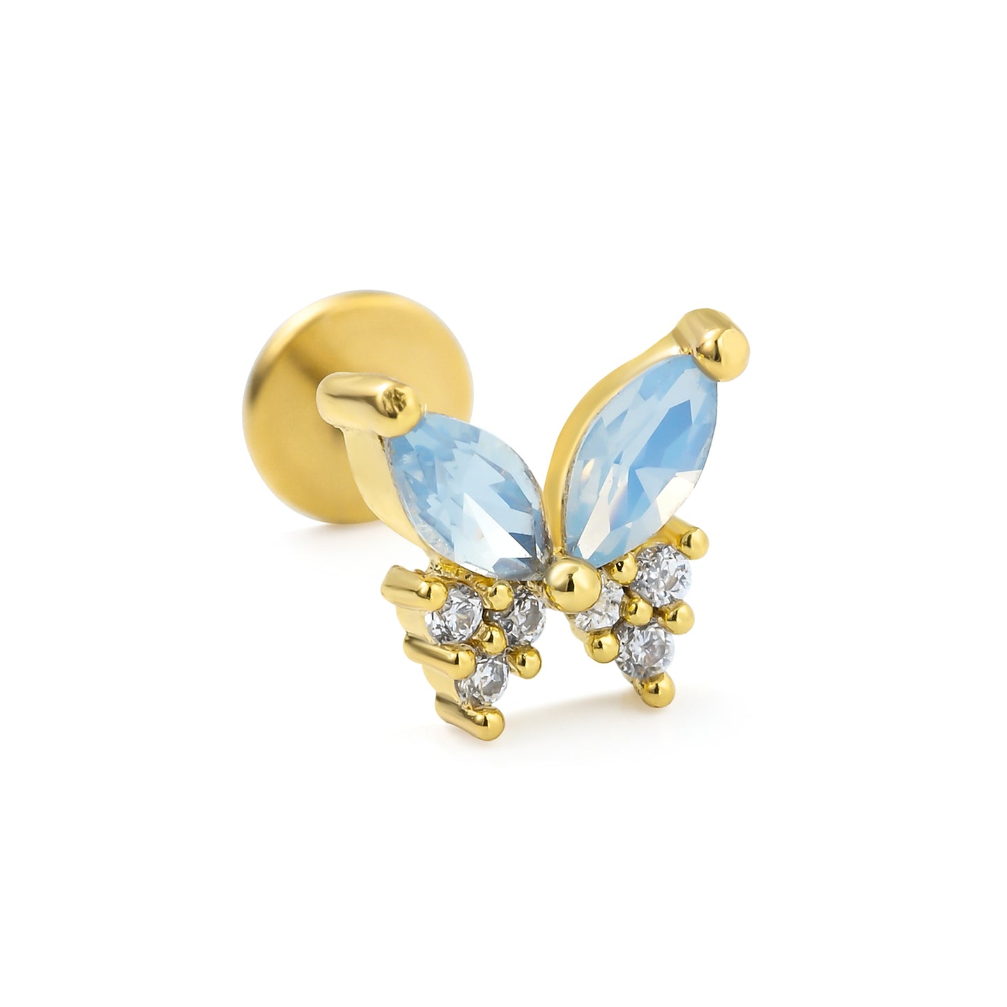 Simple Style Flower Copper 18k Gold Plated White Gold Plated Zircon Lip Stud Ear Studs In Bulk