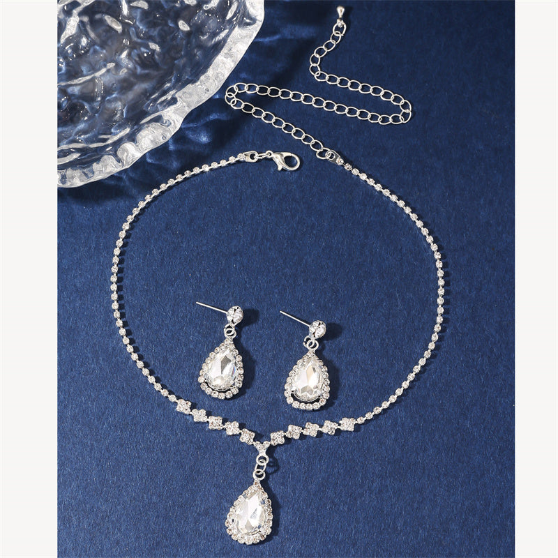 Simple Style Water Droplets Rhinestone Wholesale Jewelry Set