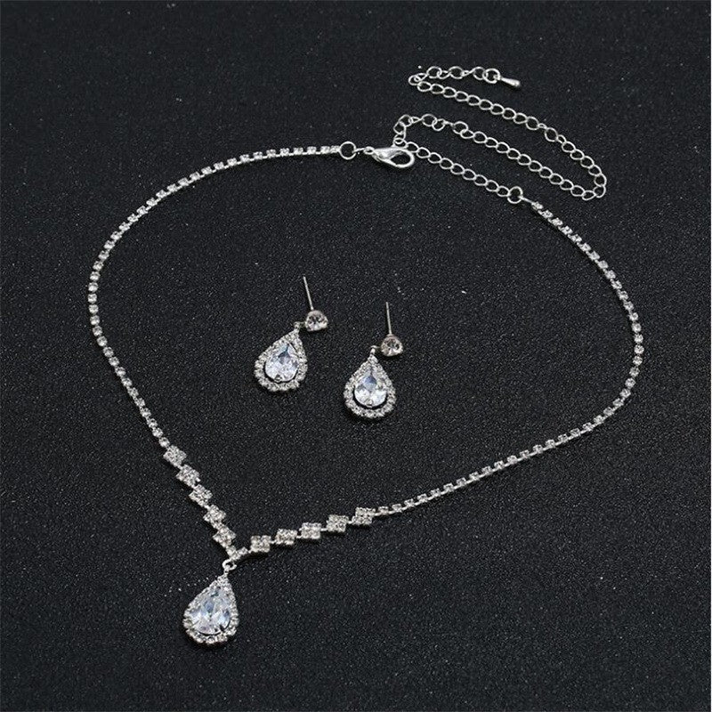 Simple Style Water Droplets Rhinestone Wholesale Jewelry Set