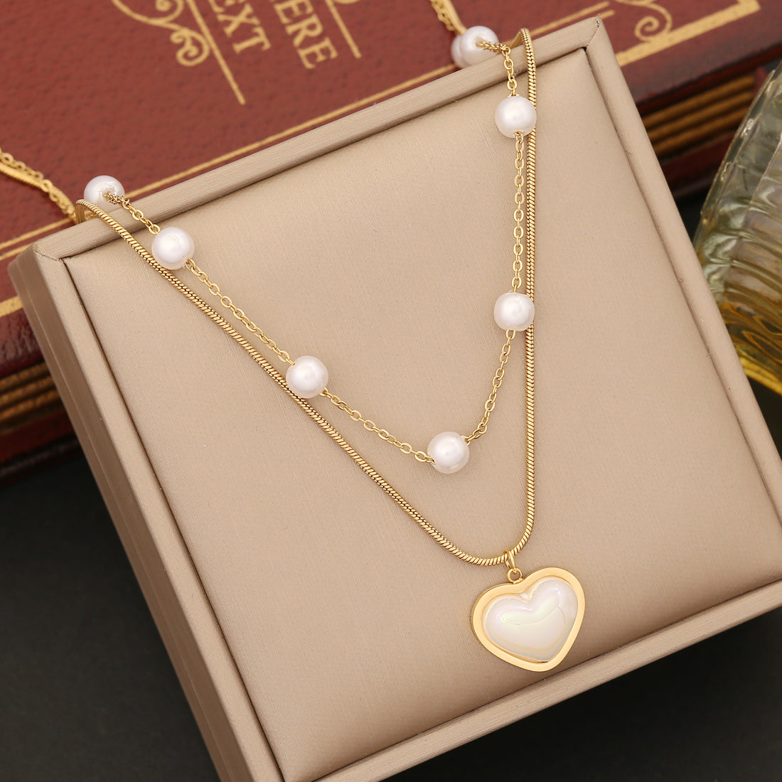 Elegant Heart Shape Stainless Steel Plating Inlay Pearl Bracelets Earrings Necklace