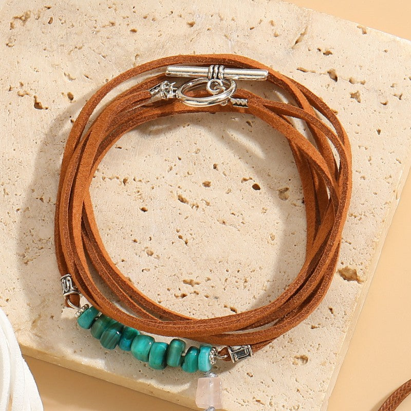 Vacation Classic Style Geometric Alloy Natural Stone Suede Bracelets In Bulk
