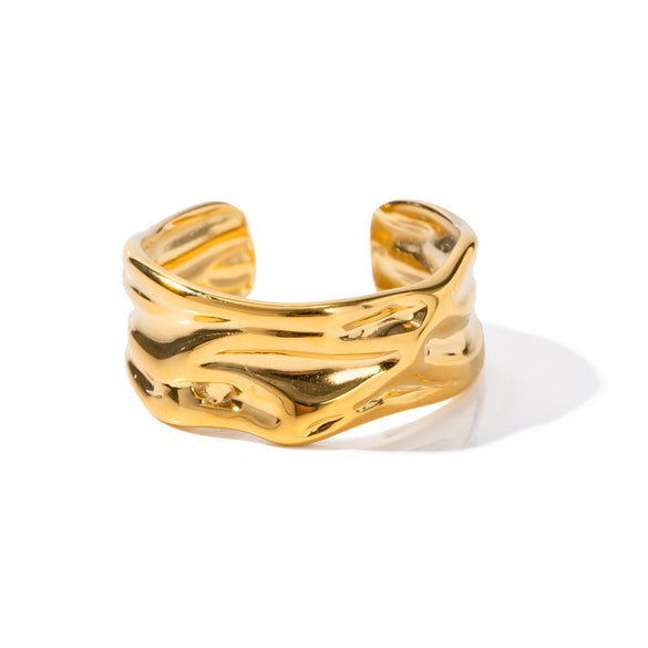 Ig Style Irregular Stainless Steel 18k Gold Plated Open Ring In Bulk