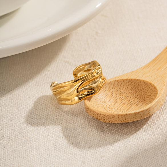 Ig Style Irregular Stainless Steel 18k Gold Plated Open Ring In Bulk