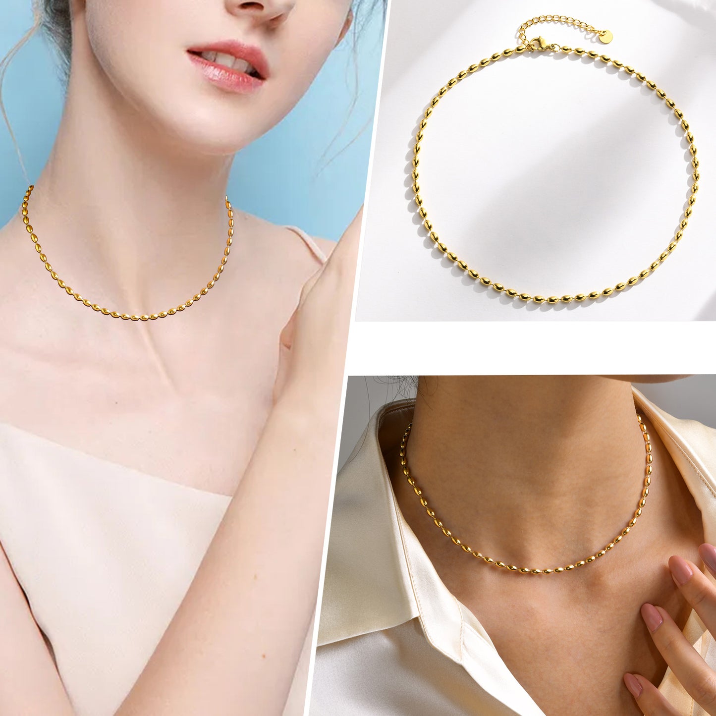 Ig Style Simple Style Solid Color Stainless Steel Plating 18k Gold Plated Necklace