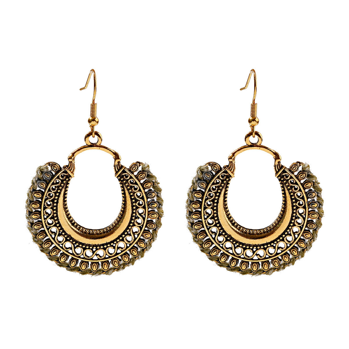1 Pair Casual Retro Round Braid Hollow Out Alloy Drop Earrings