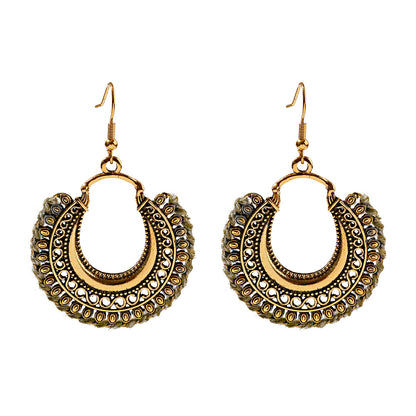 1 Pair Casual Retro Round Braid Hollow Out Alloy Drop Earrings