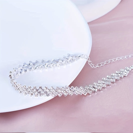 Wholesale Jewelry Beach Solid Color Alloy Rhinestones Silver Plated Anklet