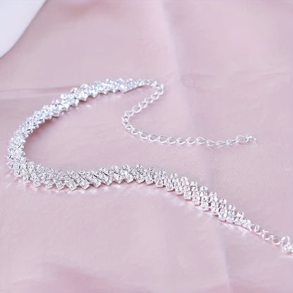 Wholesale Jewelry Beach Solid Color Alloy Rhinestones Silver Plated Anklet