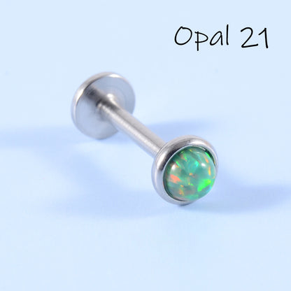 Simple Style Round Stainless Steel Artificial Gemstones Lip Stud Ear Studs In Bulk