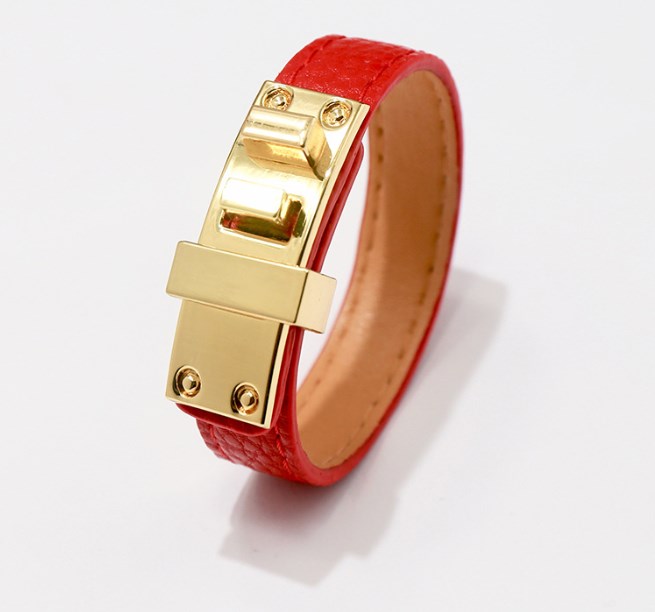 Ig Style Solid Color Pu Leather Alloy Plating Unisex Bangle