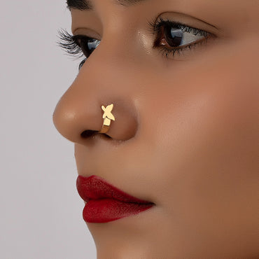 Rock Punk Butterfly Alloy Gold Plated Nose Ring In Bulk