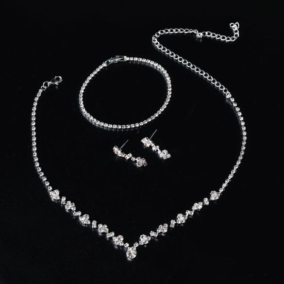 Fashion Water Droplets Alloy Inlay Rhinestones Women's Bracelets Earrings Necklace