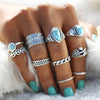 Vintage Style Ethnic Style Geometric Metal Plating Inlay Turquoise Women's Rings