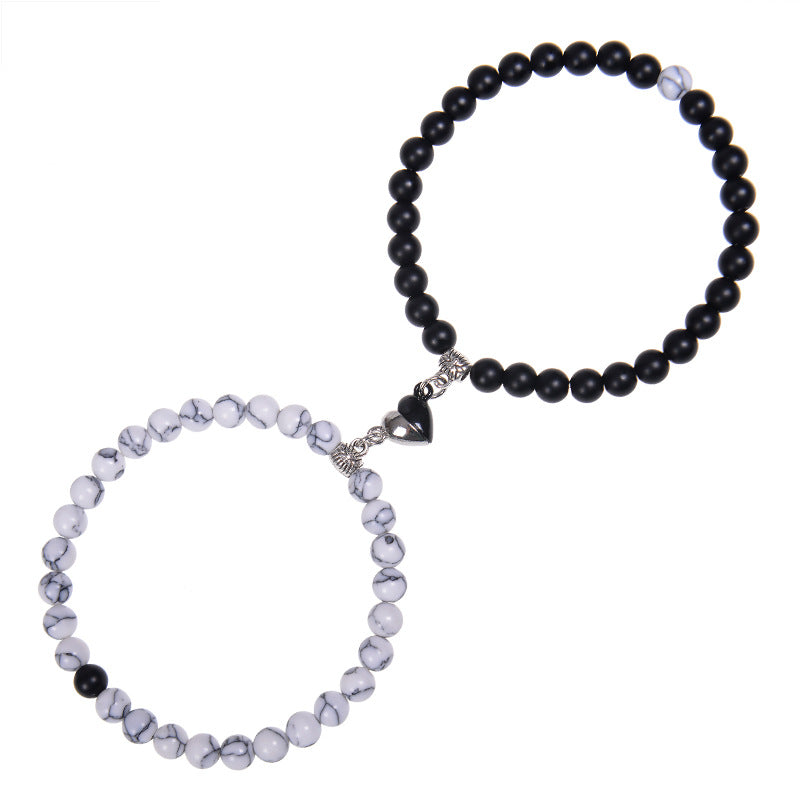 Casual Round Howlite Frosted Stone Crystal Bracelets