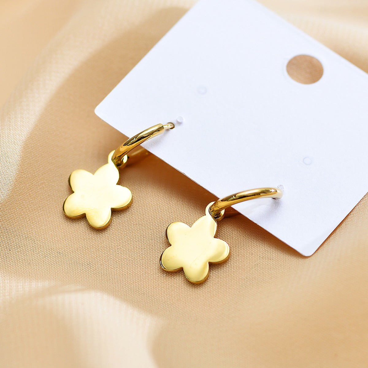 1 Pair Sweet Heart Shape Flower Enamel Plating Stainless Steel Gold Plated Drop Earrings