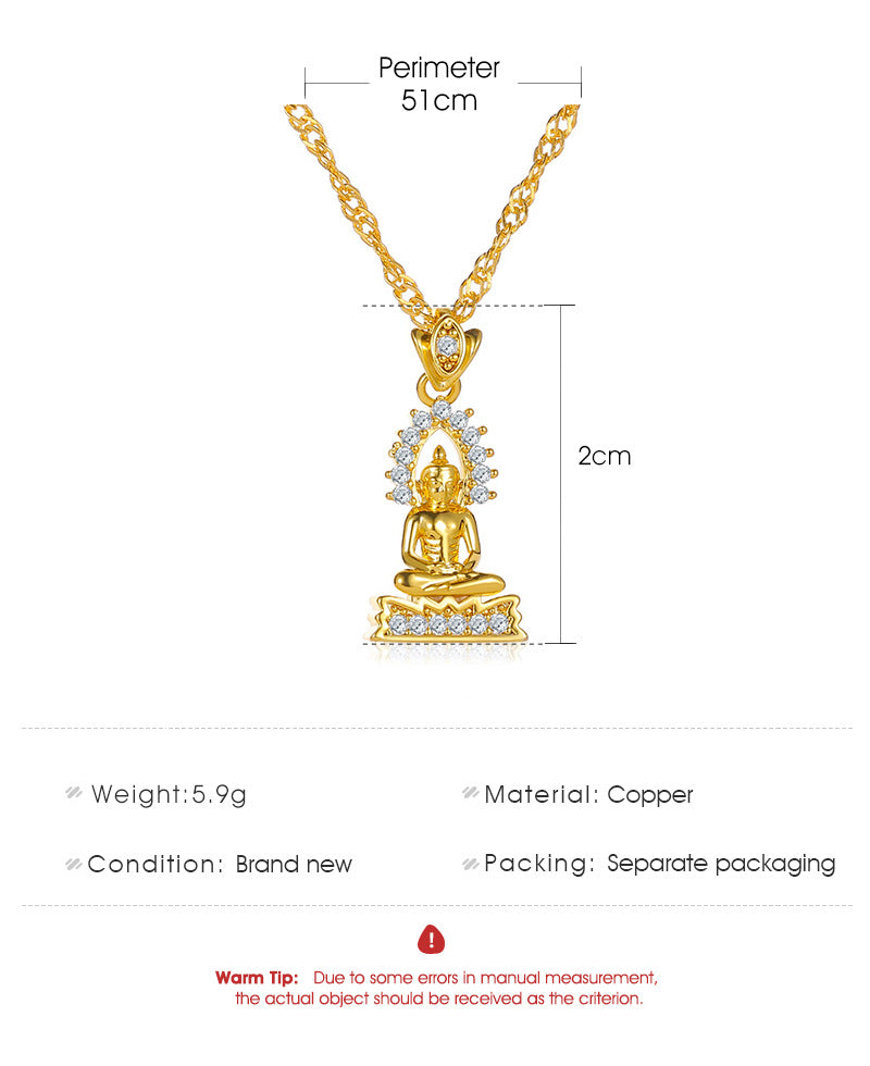 New Hot Sale Thailand Gold Plated Buddha Statue Pendant Necklace Nepal Buddhist Believers Men And Women Pendant Ornaments Wholesale Nihaojewelry