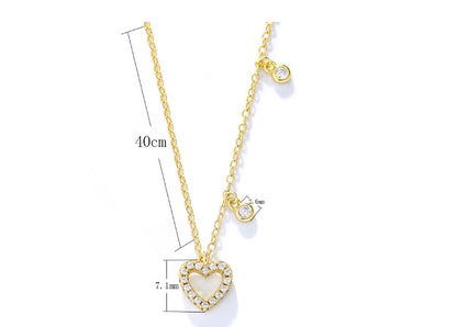 Wholesale Sweet Heart Shape Sterling Silver Inlay Zircon Pendant Necklace