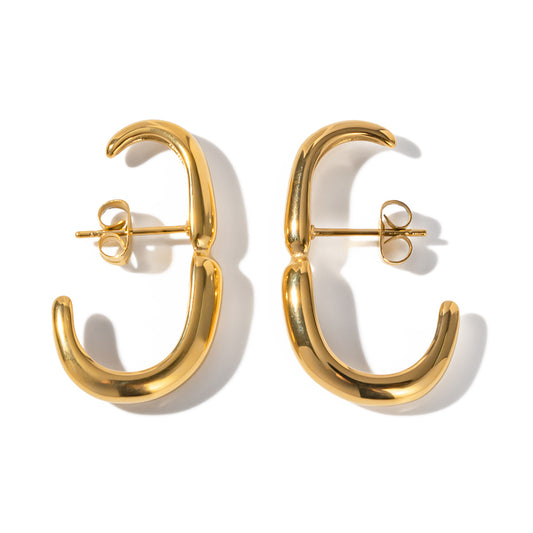 1 Pair Simple Style C Shape Plating Stainless Steel 18k Gold Plated Ear Studs