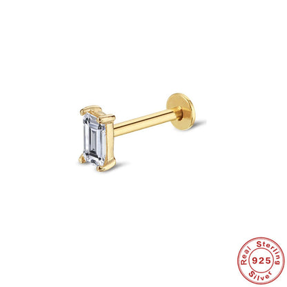1 Piece Simple Style Commute Square Inlay Sterling Silver Zircon Ear Studs