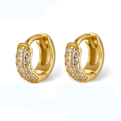1 Pair Elegant Solid Color Plating Inlay Sterling Silver Zircon 18k Gold Plated White Gold Plated Earrings