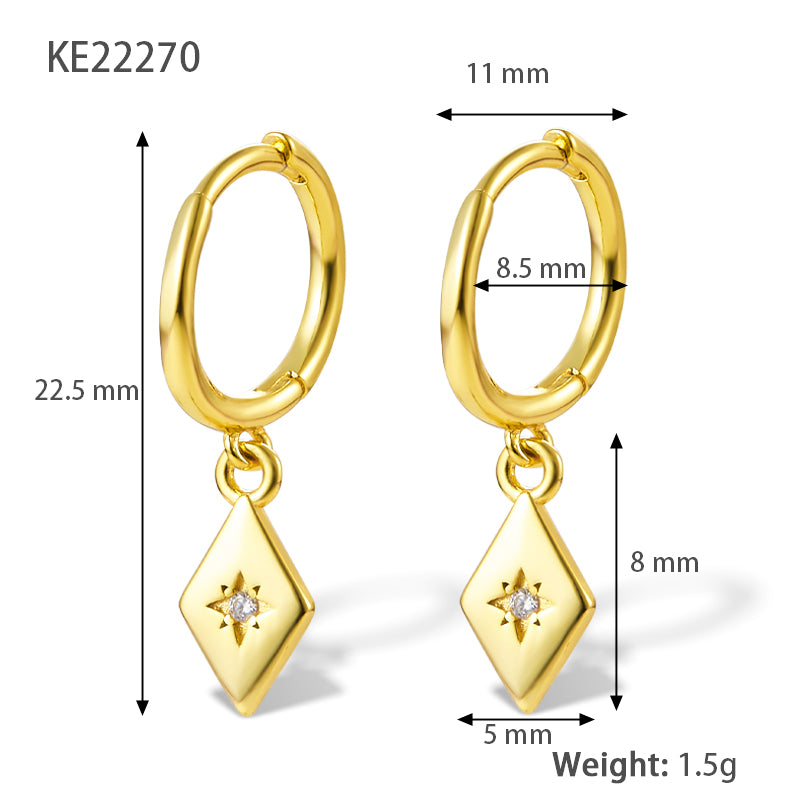 1 Pair Lady Classic Style Geometric Heart Shape Plating Inlay Sterling Silver Zircon 18k Gold Plated White Gold Plated Drop Earrings