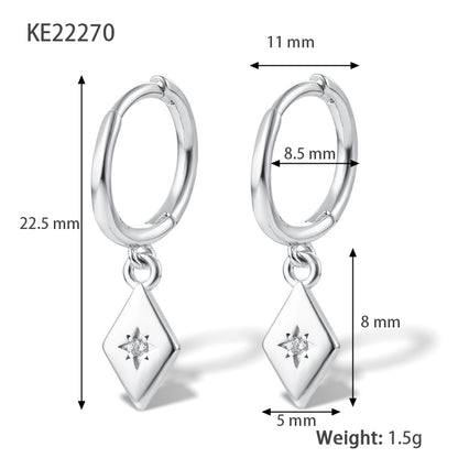1 Pair Lady Classic Style Geometric Heart Shape Plating Inlay Sterling Silver Zircon 18k Gold Plated White Gold Plated Drop Earrings