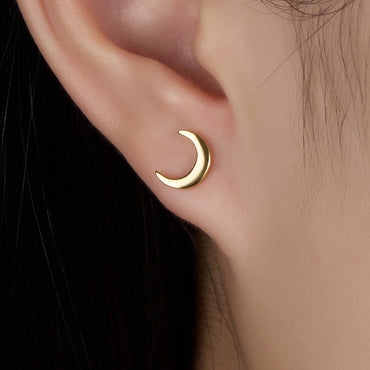 1 Pair Simple Style Moon Plating Sterling Silver 18k Gold Plated White Gold Plated Ear Studs