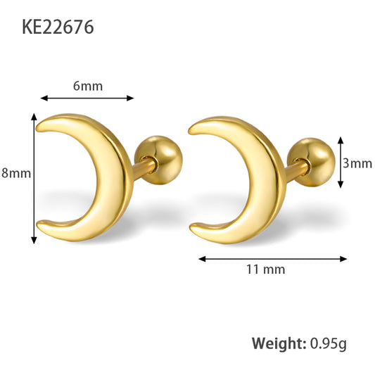 1 Pair Simple Style Moon Plating Sterling Silver 18k Gold Plated White Gold Plated Ear Studs