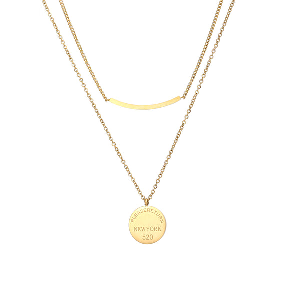 Elegant Butterfly Titanium Steel Plating Inlay Artificial Pearls Shell 18k Gold Plated Layered Necklaces