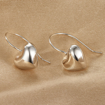 1 Pair Casual Simple Style Heart Shape Plating Sterling Silver White Gold Plated Drop Earrings