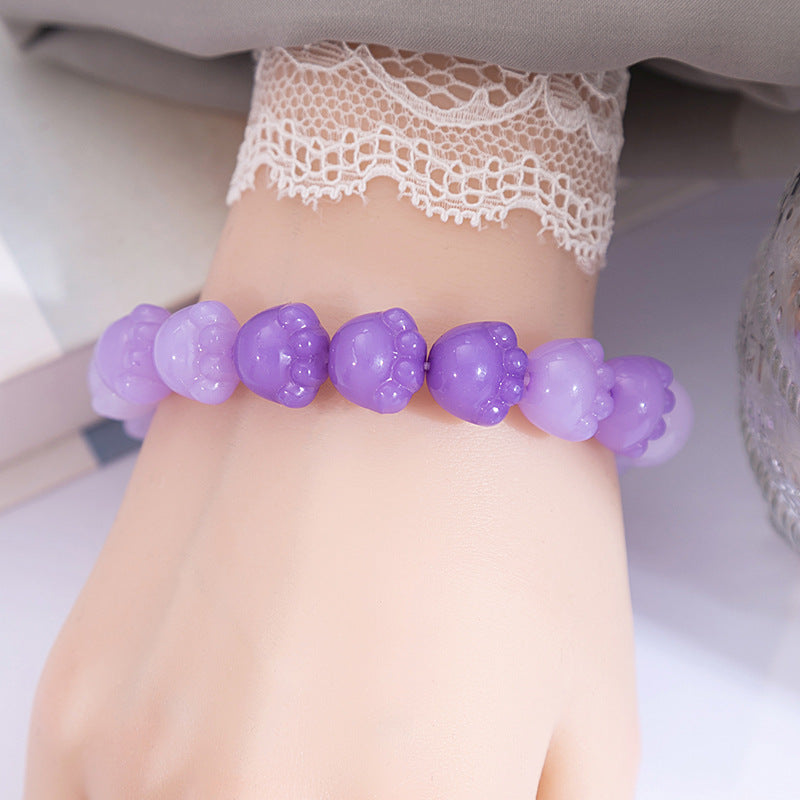 Casual Simple Style Round Gradient Color Plastic Beaded Plating Women's Bracelets
