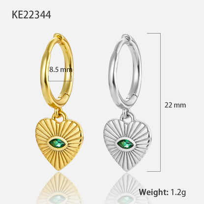 1 Pair Casual Lady Heart Shape Plating Inlay Sterling Silver Zircon 18k Gold Plated White Gold Plated Drop Earrings
