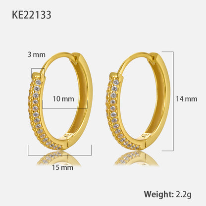 1 Pair Ig Style Simple Style Circle Plating Inlay Sterling Silver Zircon 18k Gold Plated White Gold Plated Earrings