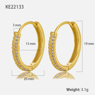 1 Pair Ig Style Simple Style Circle Plating Inlay Sterling Silver Zircon 18k Gold Plated White Gold Plated Earrings