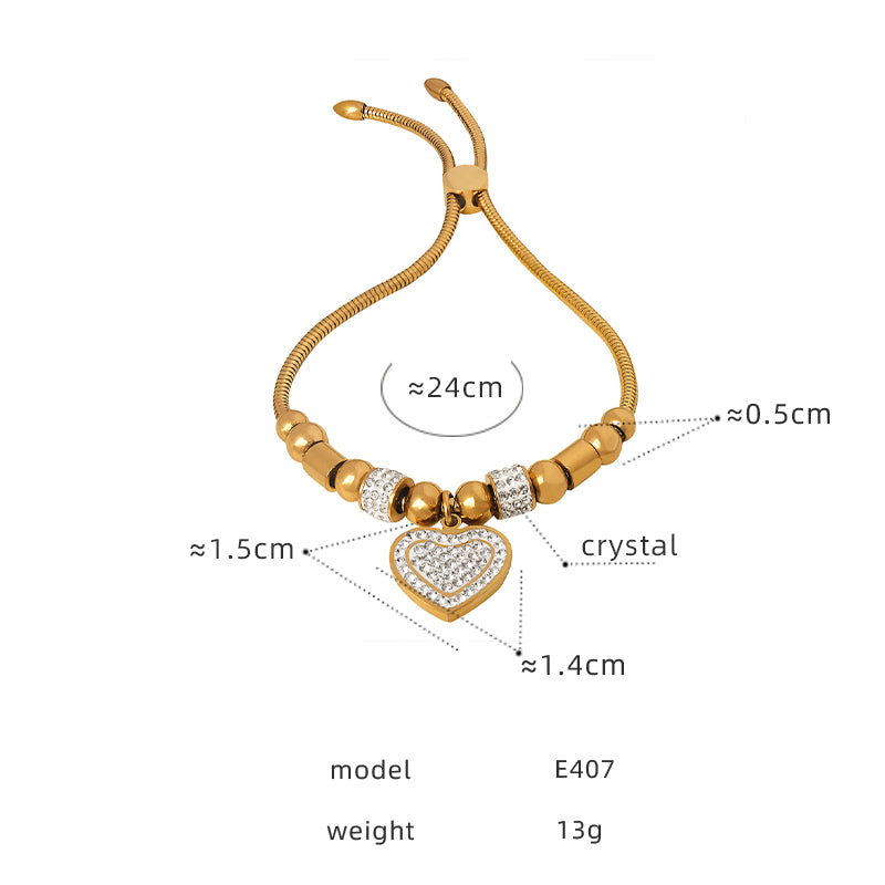 Hip-hop Exaggerated Devil's Eye Star Heart Shape Titanium Steel Plating Inlay Zircon 18k Gold Plated Bracelets