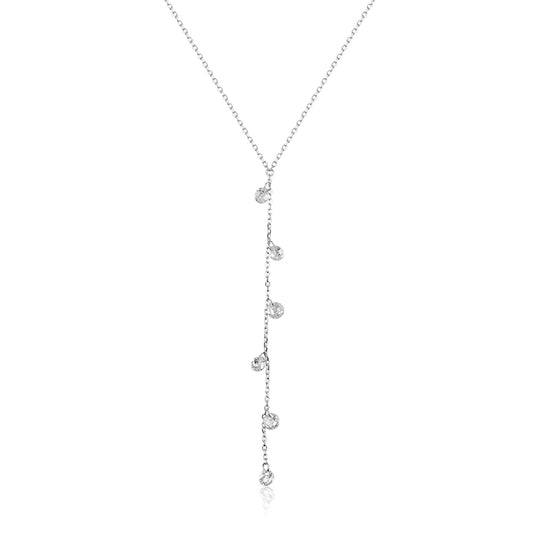 Elegant Geometric Sterling Silver Inlay Zircon White Gold Plated Necklace
