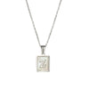 Simple Style Letter Square Stainless Steel Inlay Shell Pendant Necklace