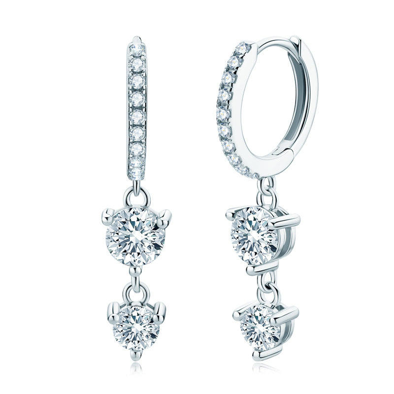 Cross-border European And American Ins Style Long Tassel Diamond Earrings High-grade 925 Sterling Silver Foreign Trade Ear Rings Wholesale