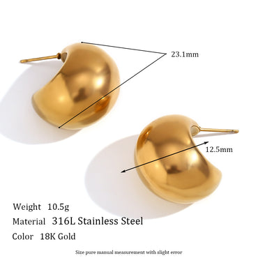 1 Pair Basic Simple Style Solid Color Plating Stainless Steel 18k Gold Plated Ear Studs