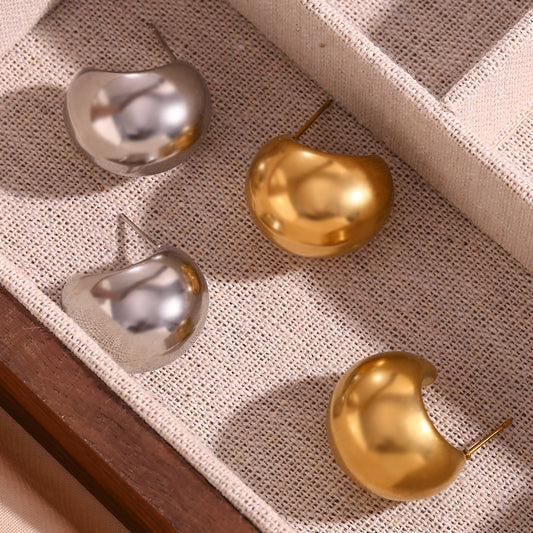 1 Pair Basic Simple Style Solid Color Plating Stainless Steel 18k Gold Plated Ear Studs