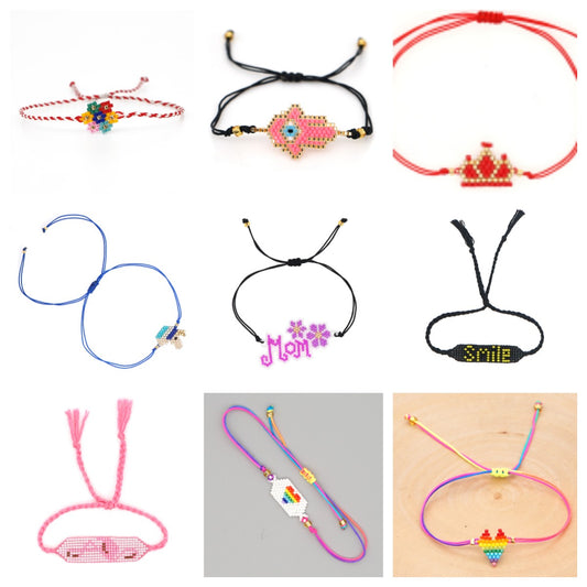 Casual Ethnic Style Devil's Eye Heart Shape Crown Glass Rope Knitting Women's Bracelets